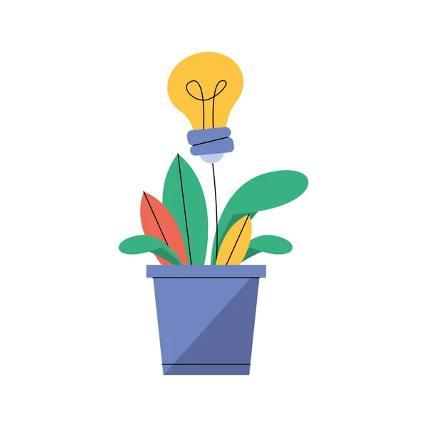 Houseplant with bulb light idea — Stock Vector