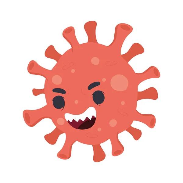 Red covid19 virus pandemic particle comic character — Stock Vector