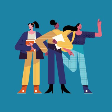 Üç kadın farklı mesleki karakter.