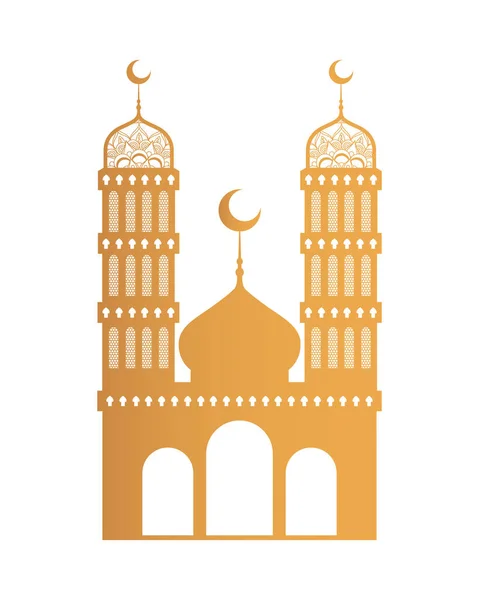 Ramadán kareen celebración mezquita de oro — Vector de stock