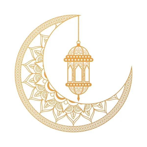 Рамадан Карин праздник фонарь висит в луне — стоковый вектор