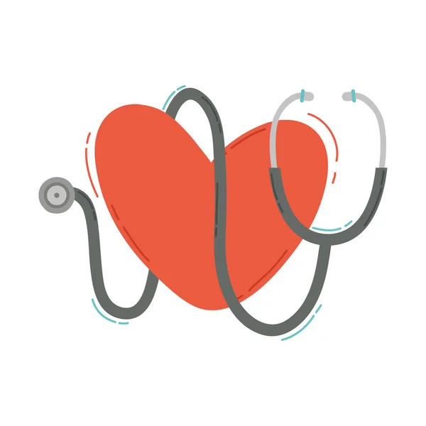 Srdce se stetoskopem ikona kardiologie — Stockový vektor