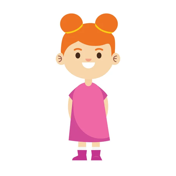 幸せな小さな女の子とともにピンクのドレス文字 — ストックベクタ