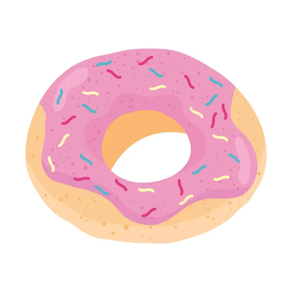 Сладкий пончик вкусная еда икона — стоковый вектор