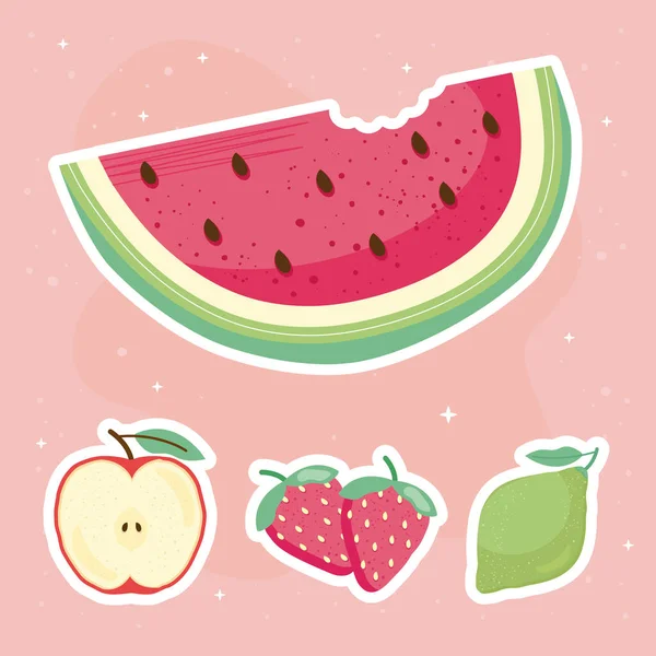 Vers en heerlijk fruit iconen Vectorbeelden