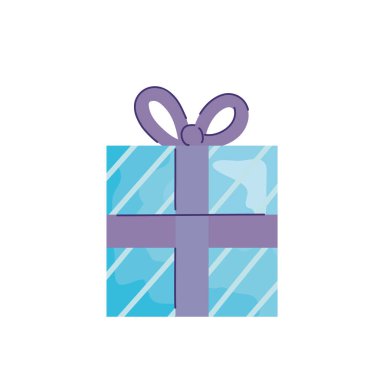 Mavi hediye kutusu hediye akuarela doğum günü ikonu