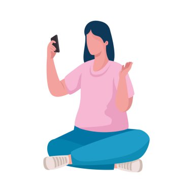 Akıllı telefon kullanan genç bir kadın.