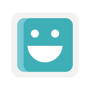 mavi emoji kare gülen surat