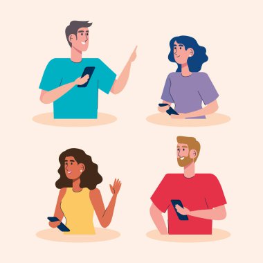 Akıllı telefon karakterleri kullanan kişiler topluluğu