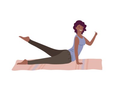 Sporcu afro kadın egzersiz yapıyor.