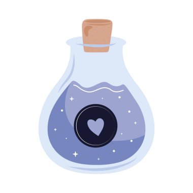 Kalp ikonlu iksir şişesi.