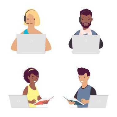 İnternette dizüstü bilgisayar eğitimi almış dört öğrencinin oluşturduğu deste