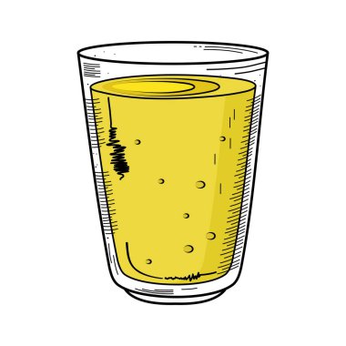 Sarı içecek cam çizim ikonu