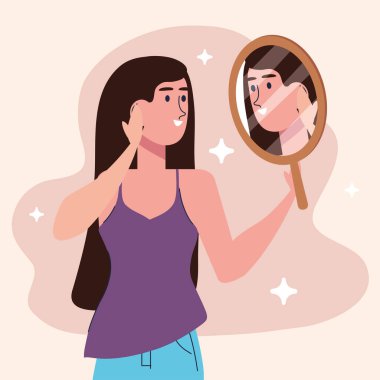 Ayna karakterli güzel seksi kız.