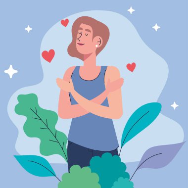 Güzel, seksi, kalbi olan, sevgi ve yaprakları olan bir kız.