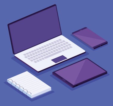 elektronik aygıt izometrik çalışma alanı simgeleri