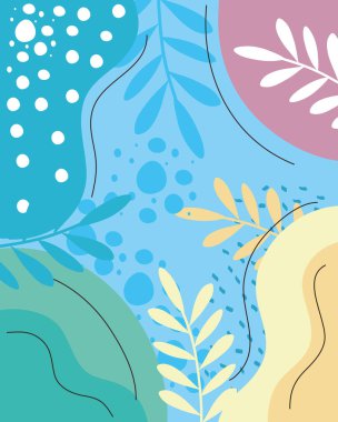 abstrac organik şekil ve deniz arka planında yapraklar