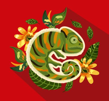 bukalemun ve çiçekler