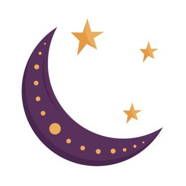 crescent moon and stars esoteric isolated icon