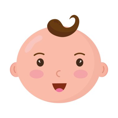 cute baby head character icon