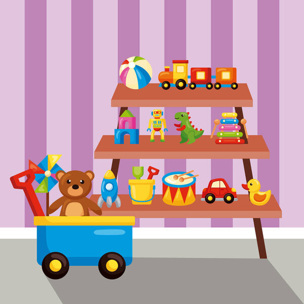 полки и игрушки