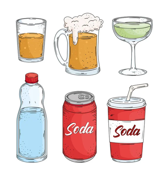Six drinks icons — Stock Vector