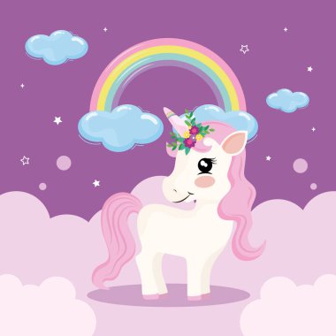 tek boynuzlu at ve gökkuşağı