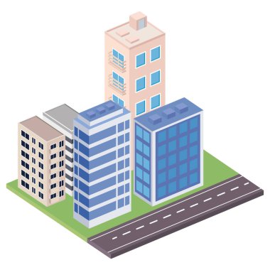 dört bina izometrik