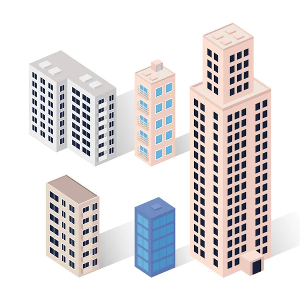 Vijf gebouwen pictogrammen — Stockvector