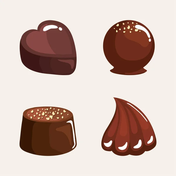 Чотири шоколадні продукти Векторна Графіка