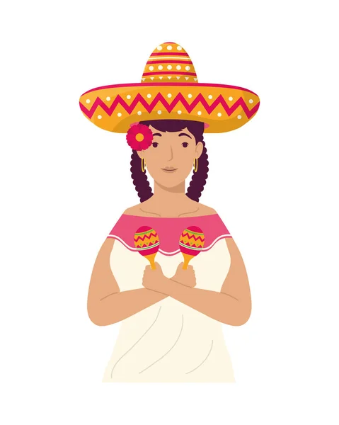 Personagem mulher mexicana —  Vetores de Stock