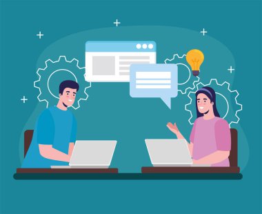 Dizüstü bilgisayar kullanan işçiler