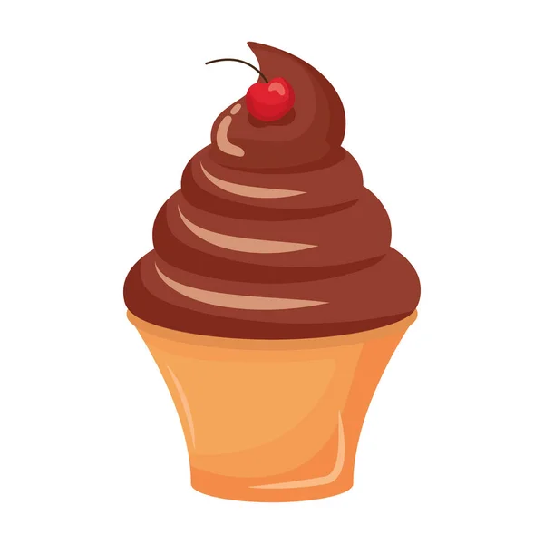 Helado de chocolate en cono — Vector de stock