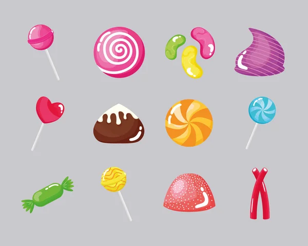 Douze bonbons sucrés — Image vectorielle