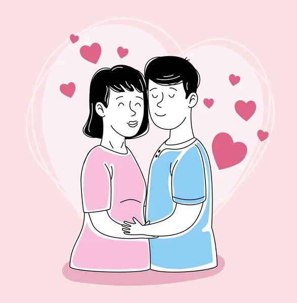 Amoureux couple personnages — Image vectorielle