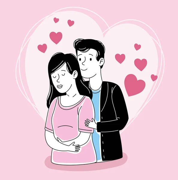 Pareja amantes personajes — Vector de stock