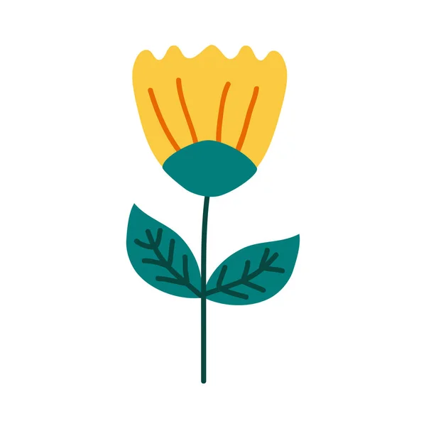Žlutá květina a listy — Stockový vektor