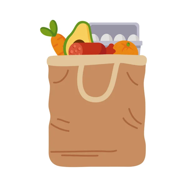 Manejar bolsa de compras con comestibles — Vector de stock