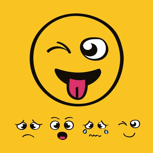 Cinque icone emoji — Vettoriale Stock