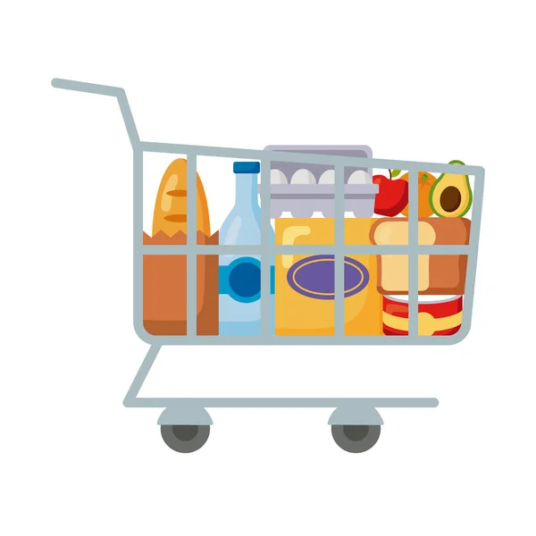 Matvaror i kundvagnen — Stock vektor