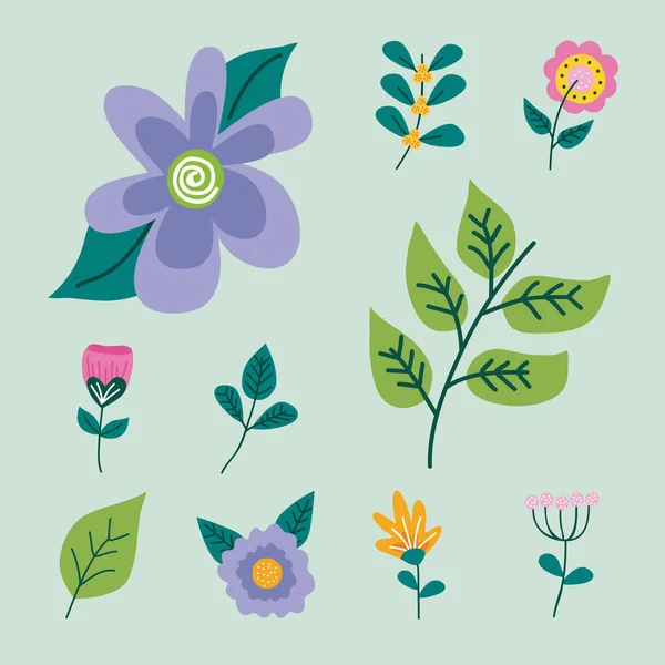 Diez iconos de primavera — Archivo Imágenes Vectoriales