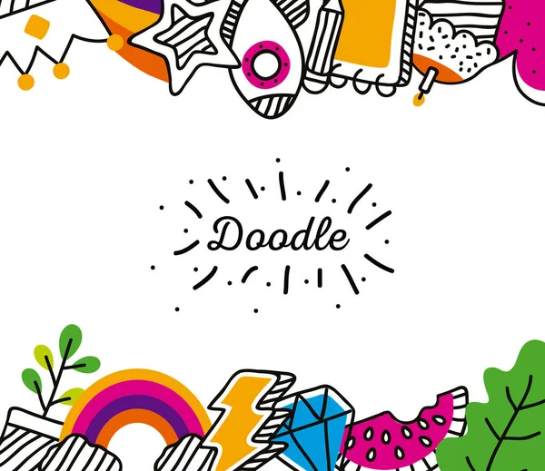 Cornice di icone doodle — Vettoriale Stock
