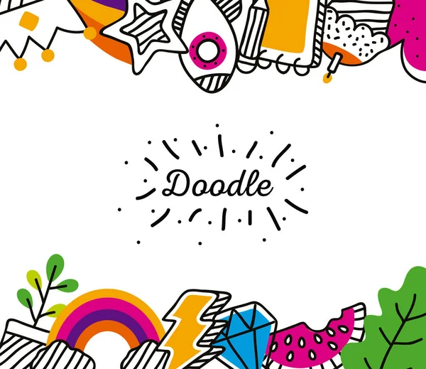 Cadre icônes doodle — Image vectorielle