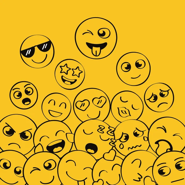 Emoji w żółtym tle — Wektor stockowy
