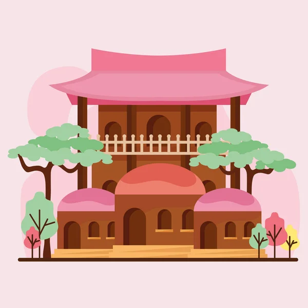 Fachada de arquitectura asiática — Vector de stock