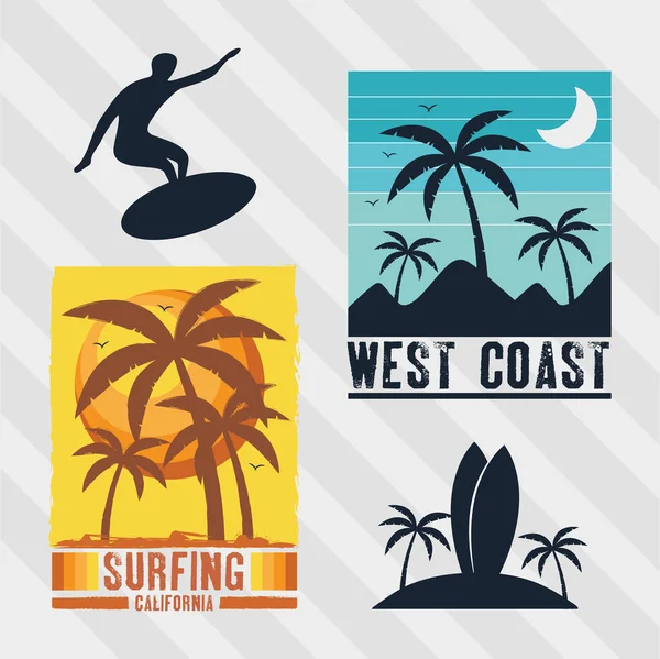 Quattro surf patch — Vettoriale Stock