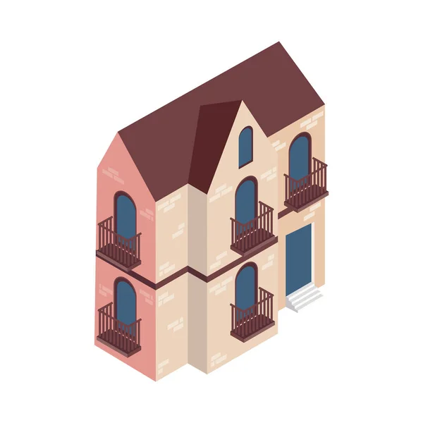 Isometric mansion building — Stock Vector