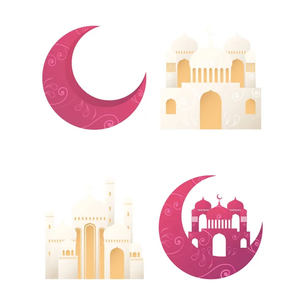 Cuatro iconos del festival eid — Vector de stock