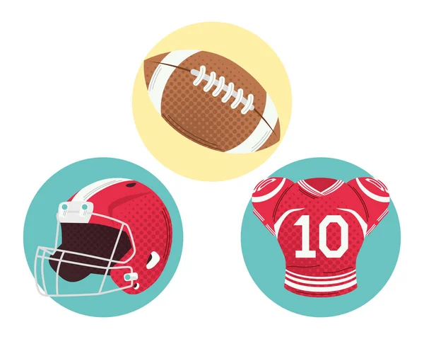 Três ícones de futebol americano — Vetor de Stock