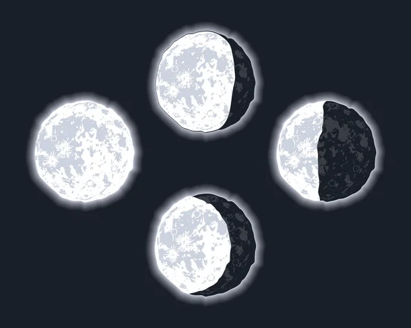 Cuatro fases lunares — Vector de stock